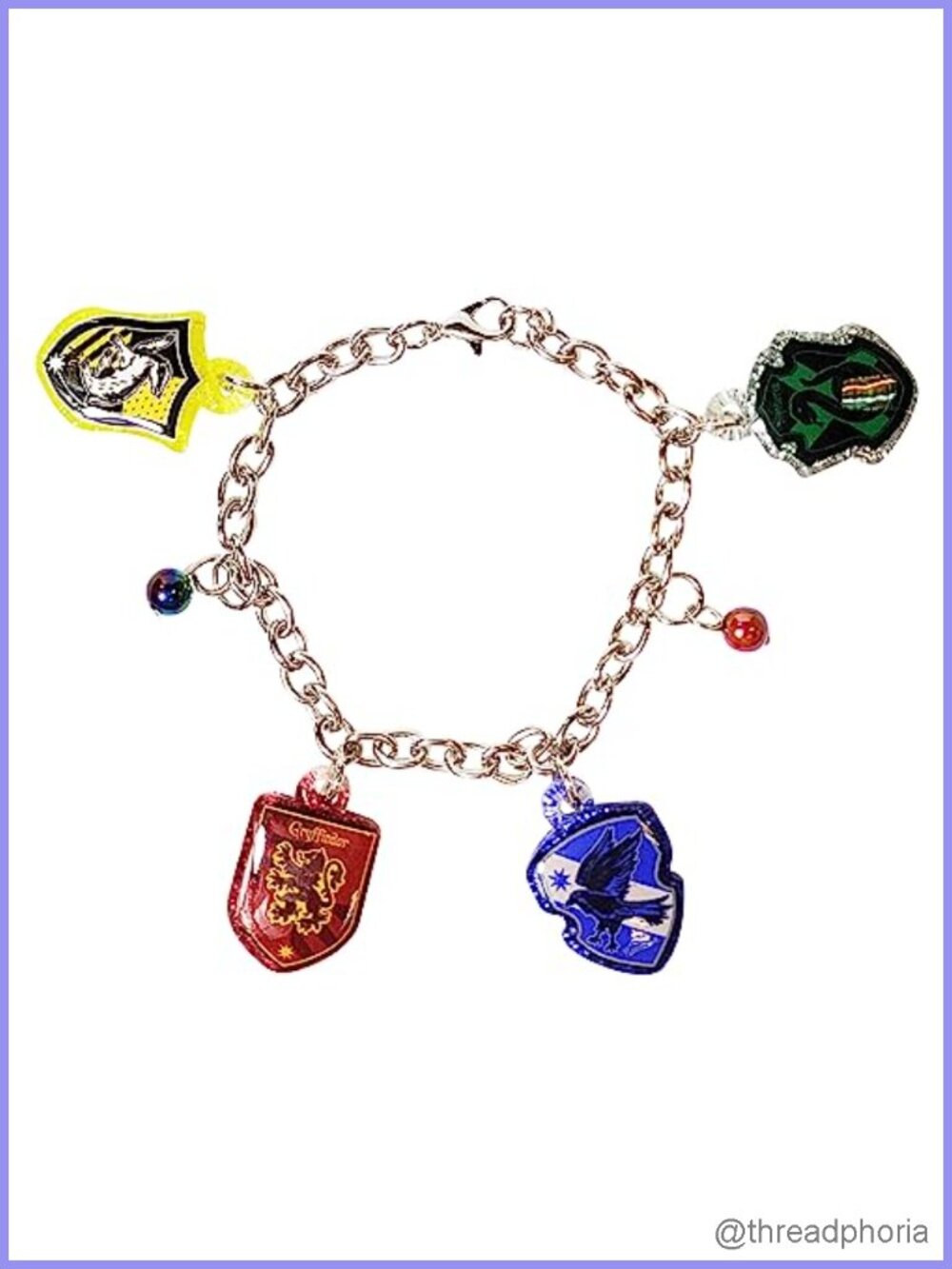 Harry Potter Charm Bracelet for Girls and Boys, Plastic Chain, 7 Inch, 4 Charms